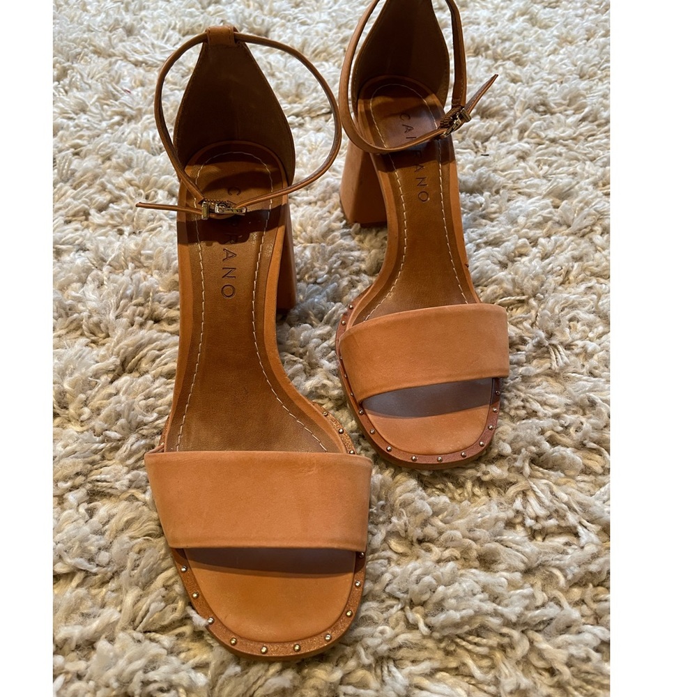 Carrano Designer Ankle Suede Strap Block Heels Made in Brazil $165 Size 8